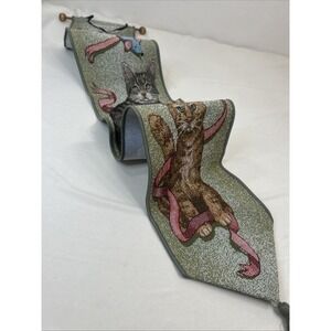 Long Cat Tapestry Wall Hanging Feline Follies Bell Pull Made In USA